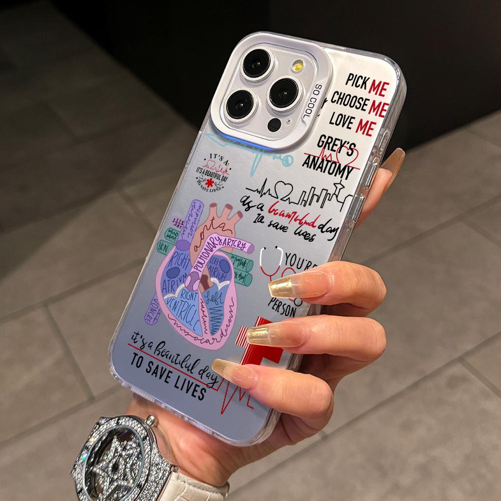 TV Grey's Anatomy Phone Case for iPhone 17 Air 16 16e 15 14 Plus 13 12 11 Pro Max X Xs XR 8 Colorful Silver Hard Cover