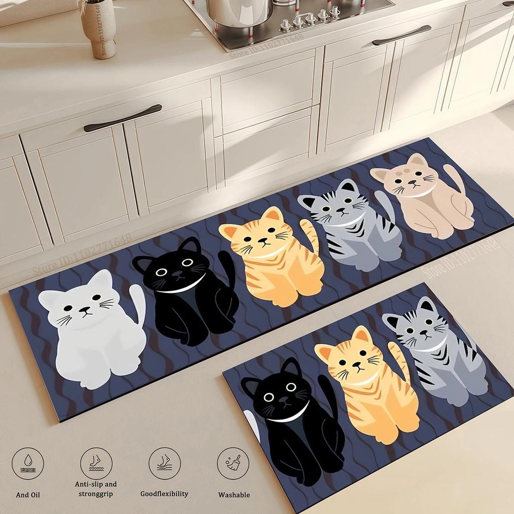 Cat Long Kitchen Rugs Bedroom Decorative Rug Kitchen Mat for LivingRoom Laundry Room Entry Door Home Floor Carpet Bedroom Rugs