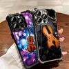 Violin Music Soft Phone Case For iPhone 15 16 17 Air 14 Pro Max 16E Plus 13 12 Mini Plating Anti-Fall Fundas
