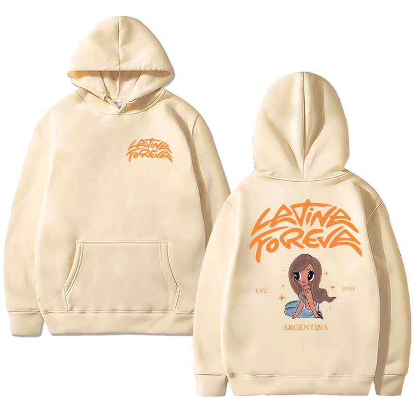 Hot Sale Karol G Latina Foreva Double Sided Printed Hoodies Men Women Harajuku Fashion Sweatshirt Unisex Fleece Casual Pullovers