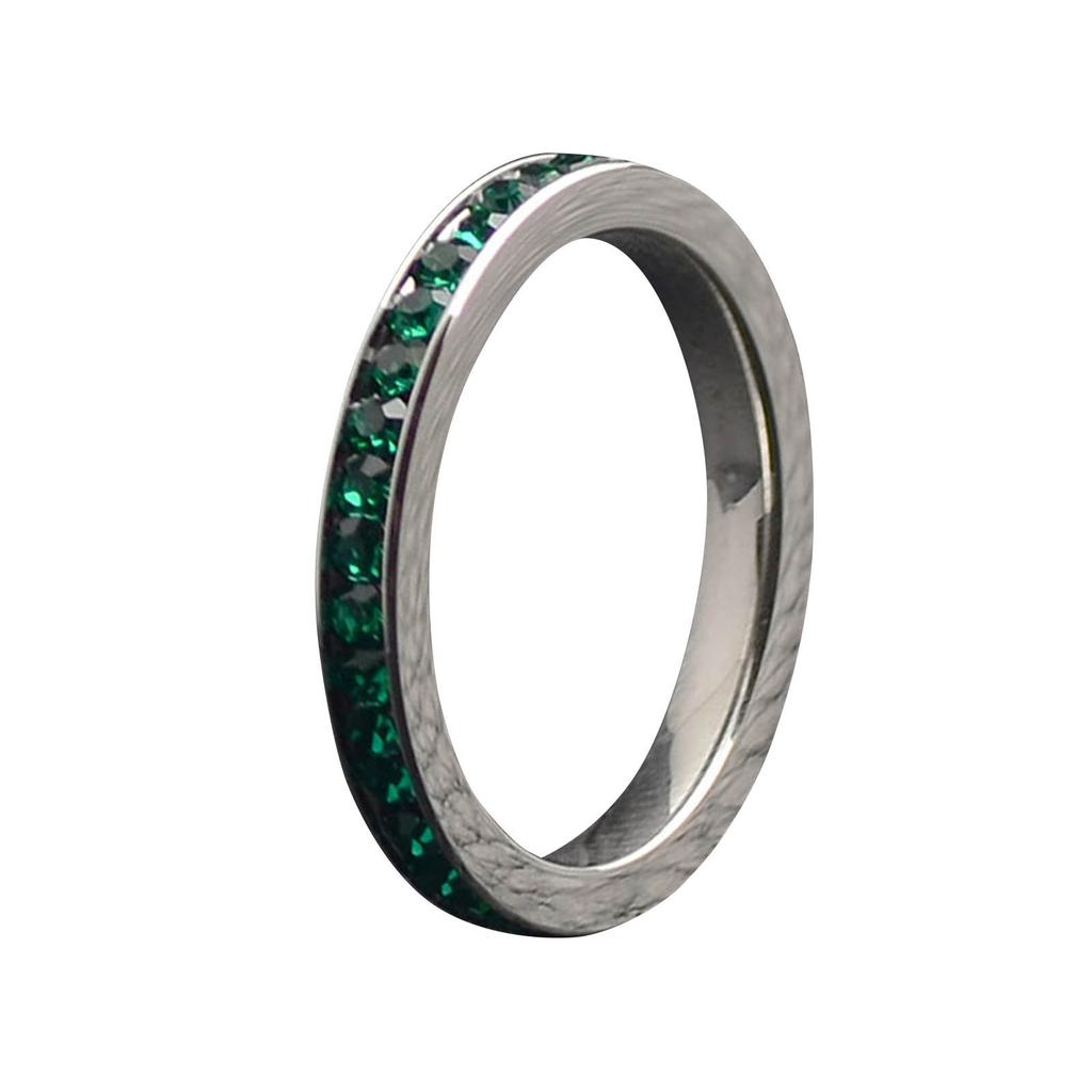Stainless Steel Diamond Encrusted Birthstone Multicolored Ring Size 6 To 9