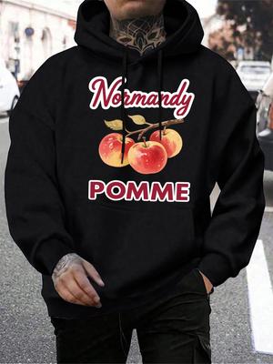 Мужские худи Normandy Pomme Apple Fresh Fruit Printing Hip Hop All-Match Hoodie Autumn Fleece Hoody Pocket Man Sportswear