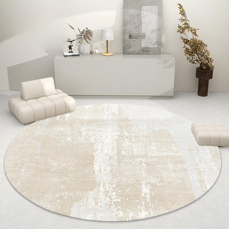 Light Luxury Living Room Decoration Round Carpet French Style Rugs for Bedroom Thick Plush Lounge Floor Mat Home Fluffy Soft Rug