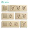 BSEED 1/2/3Gang Mechanical Wall Light Switch 1Way With Power Sockets USB Type-c Charging Ports EU Standard Glass Panel Gold