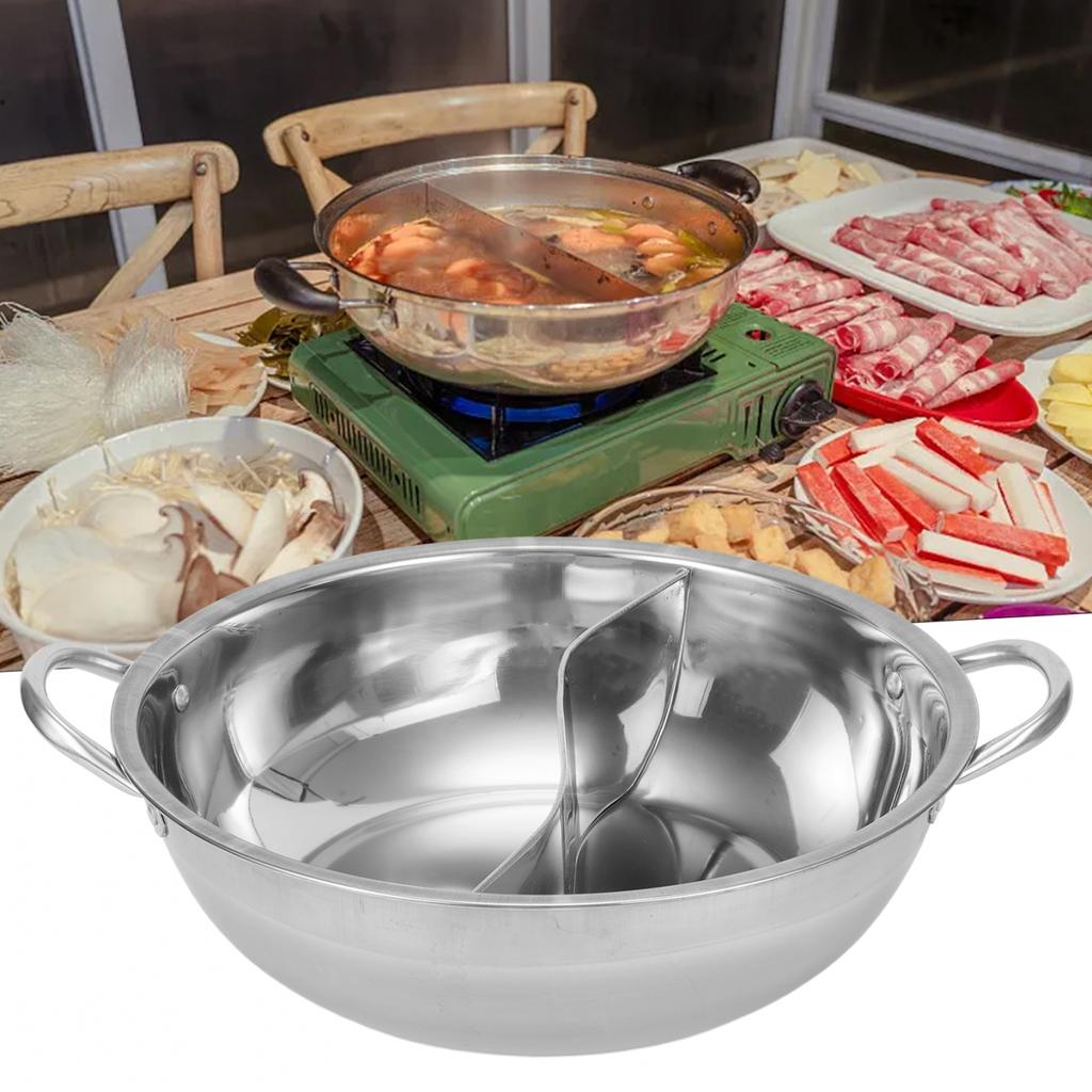 Hot Pot Twin Divided Stainless Steel 28cm Cookware Hot Pot Ruled Compatible