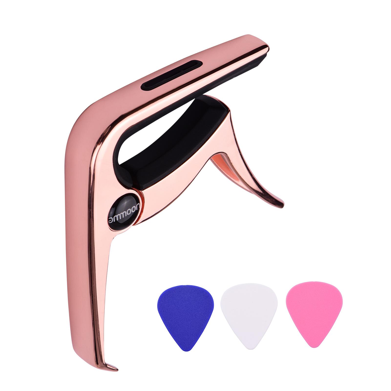 

TC02 Многофункциональный гитарный каподастр из цинкового сплава с мостовым съемником, слот для медиаторов, 3 шт. Медиаторы для акустических электрогитар, бас розового золота