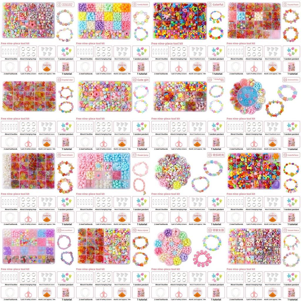 Children Bead Crafting Set Colorful Plastic Materials Handmade Accessories Gift