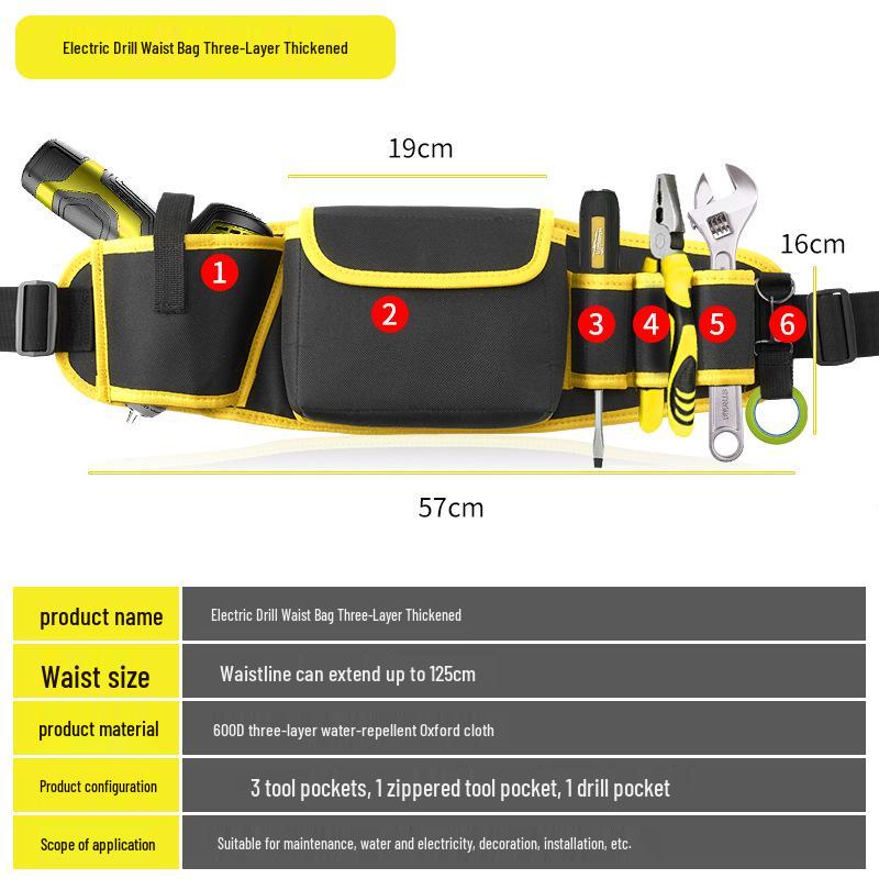 Geantă de talie pentru electrician, geantă pentru scule pentru construcții și renovări