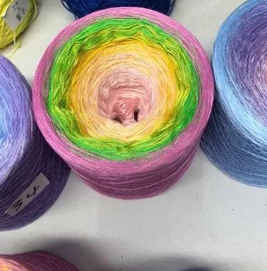 300g/pcs Colorful Pure Cotton Cake Gradient Cotton Rainbow DIY Scarf Shawl Skirt Wool Yarn Crochet