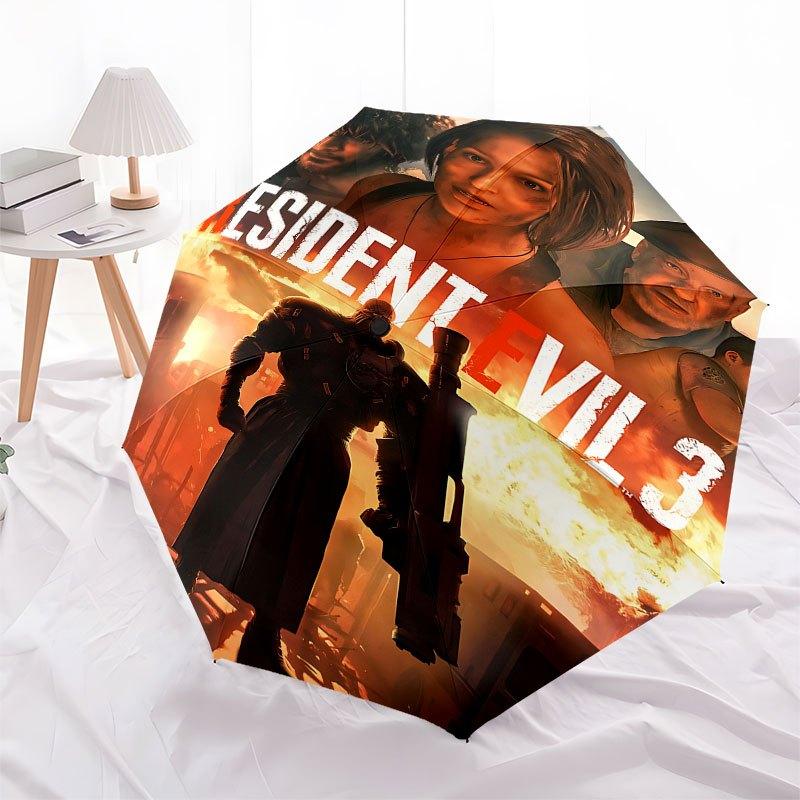 1pc Resident Evil Automatic Opening/Closing Umbrella with Convenient Three-Fold Design, 8 Iron Ribs - for Outdoor Daily Use, Travel A13