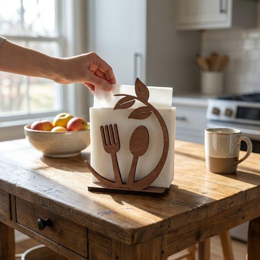 Hollow Out Wooden Leaf Napkin Holder Farmhouse Style Napkin Stand Tissue Storage Holder  Party Use