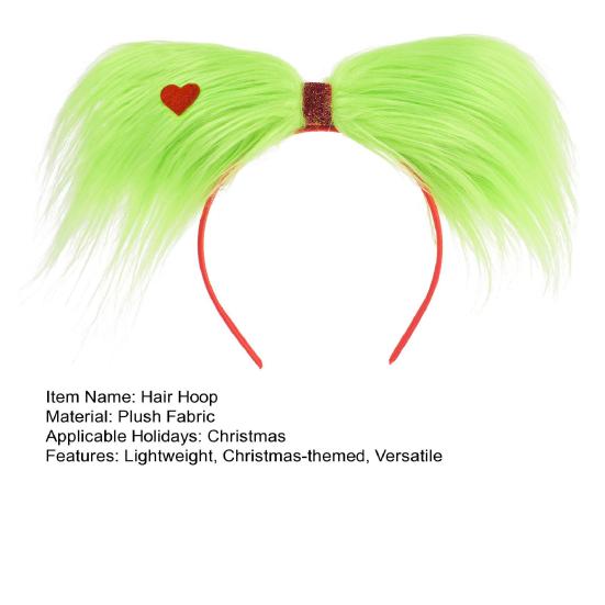 Christmas Hair Hoop Green Fluff Design Lightweight Festive Headband Versatile Cosplay Hair