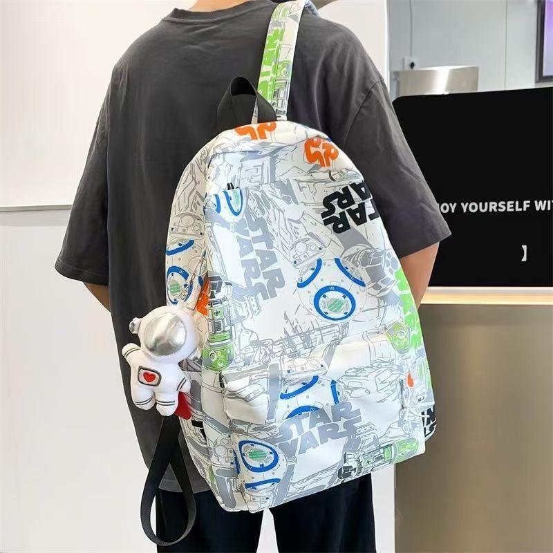 Schoolbag men's ins tide backpack Japanese Harajuku style personality graffiti college student schoolbag simple versatile backpack women