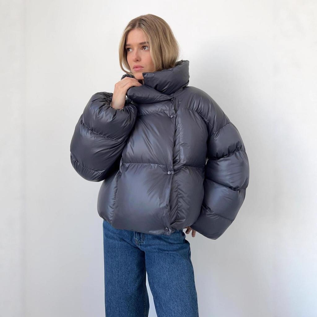 Women's Hooded Long Sleeve Puffer Coat Loose Oversized Solid Streetwear Winter Bubble Jacket