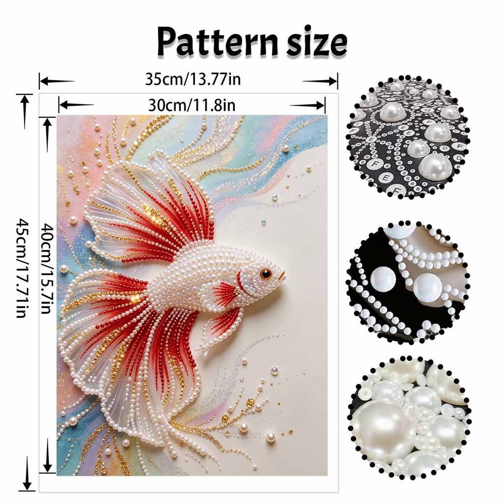 DIY Pearl Art Betta Fish Painting Kit 5D Crystal Rhinestone Embroidery for Bedroom Living Room Wall Decoration Handmade Craft