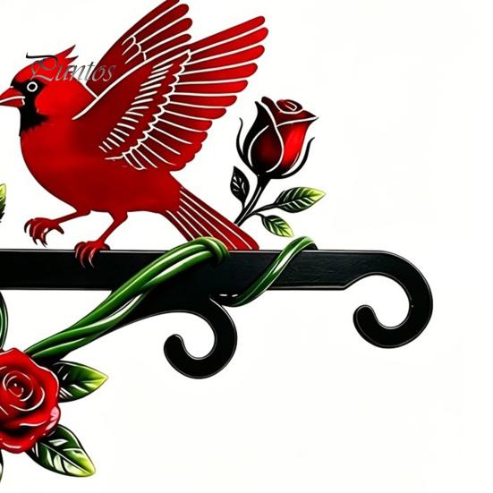 Suporte de Vaso de Flores de Metal para Pátio, Suporte de Planta Pássaro Vermelho, Gancho de Parede Externo, Gancho Montado Suporte para Carrilhões de Vento Plantas Penduradas, Alimentador, Sino,