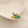 Adjustable Multi-colored Green Stone Peacock Ring for Men and Women - Ethnic Style