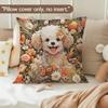 Bichon Frise Pillow Covers 18x18 inches, Vintage Floral Dog Throw Pillow Covers, Gifts for Dog Lover, Farmhouse Botanical Style Decorative