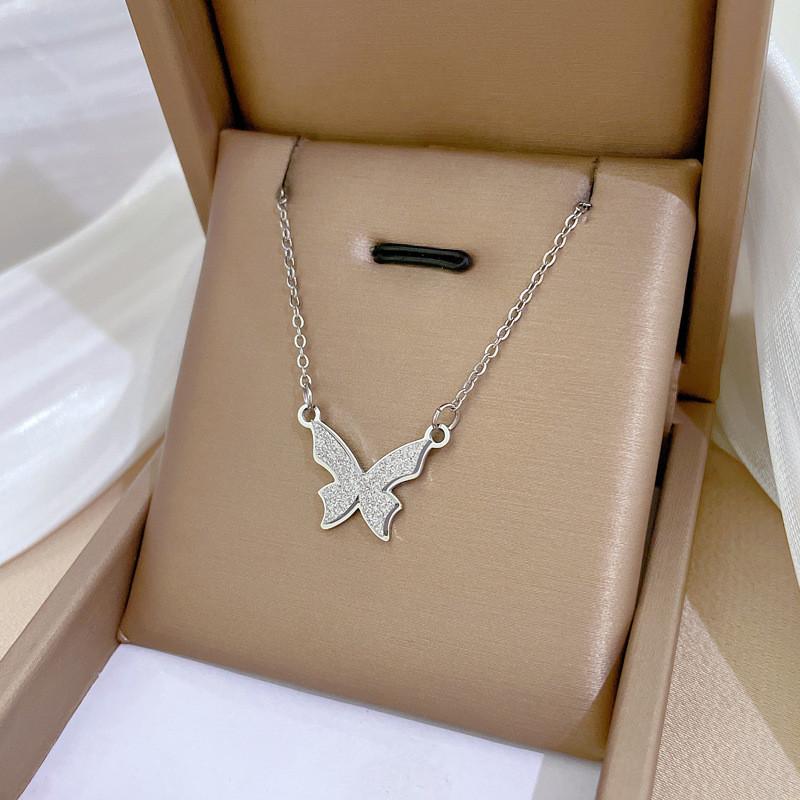 High Grade Butterfly Locket Bow Pendant Necklace Stainless Steel Fashion Geometric Choker Jewelry Party Gifts For Women Girls