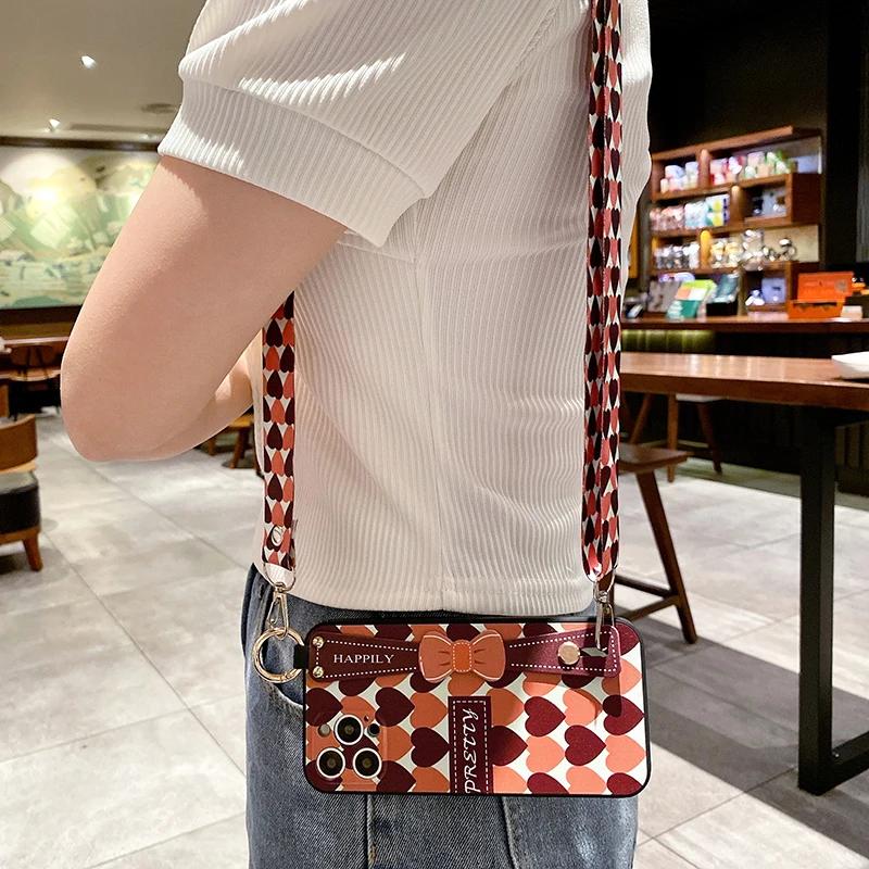Luxurious Wrist Strap Phone Holder Case For Xiaomi Poco X2 X3 NFC X4 Pro Redmi 12 Neck Lanyard Cover for Xiaomi 14 13 Lite 13T