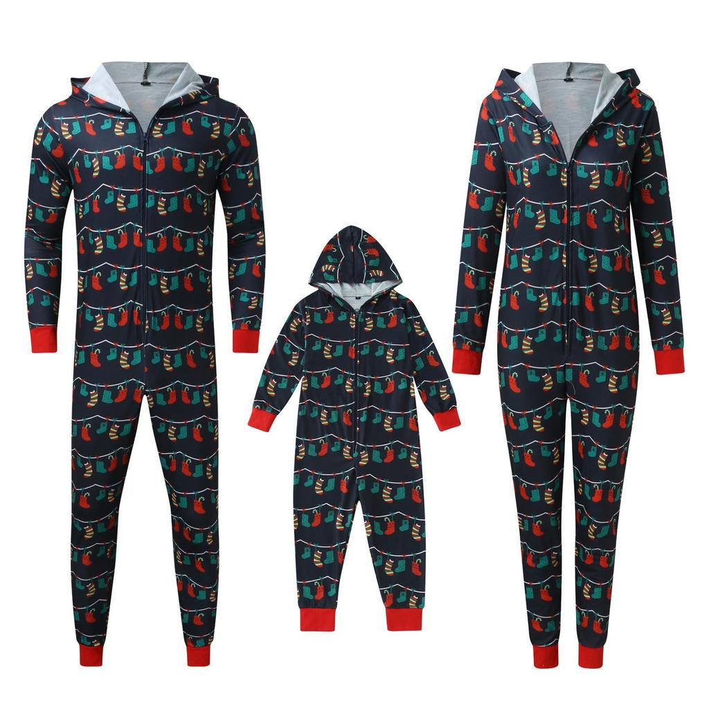 Conjunto de Pijama Mono Navideño Europeo y Americano a Juego para Padres e Hijos para Mujer 2023.