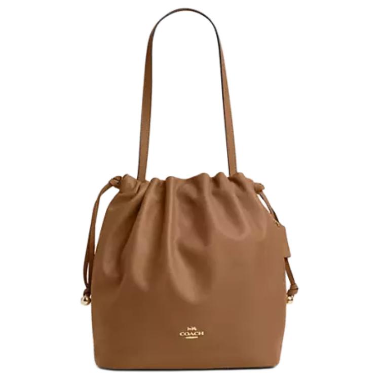 

Coach Faye 28 Metal Logo Leather Bucket Bag Women handbags Honey-Brown CV947-IMT7J Basic Set (Bag+Dust Bag)