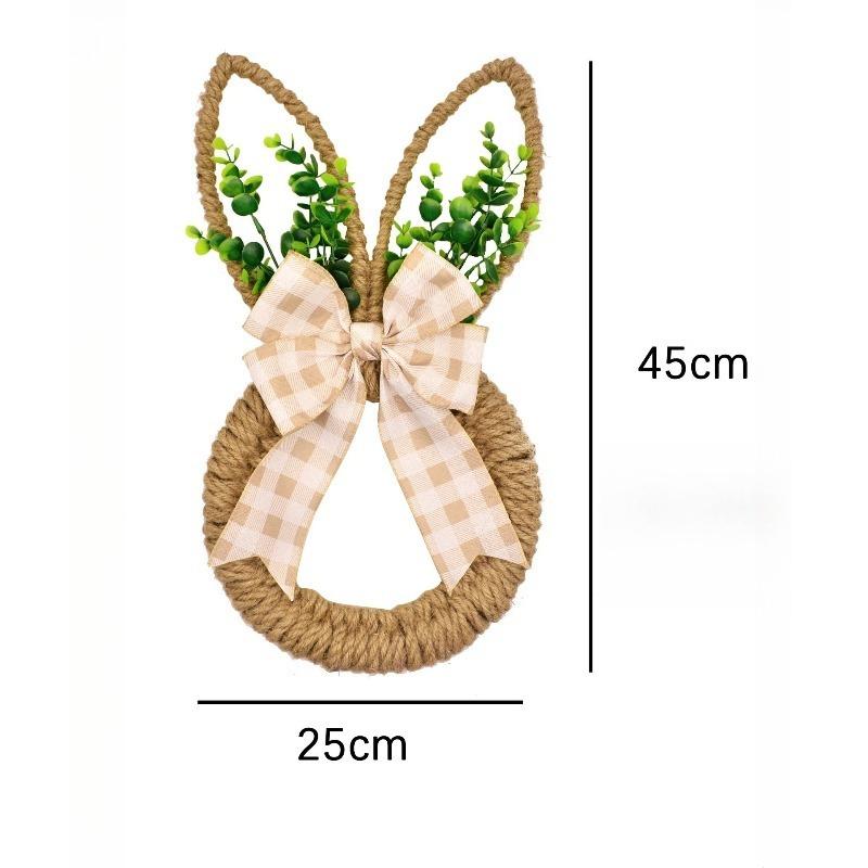 

1pcs Easter Rabbit Wreath Festival Door Hanger Rustic Wreath Home Wall Decoration Bunny wreath for Holiday Household Decor хаки