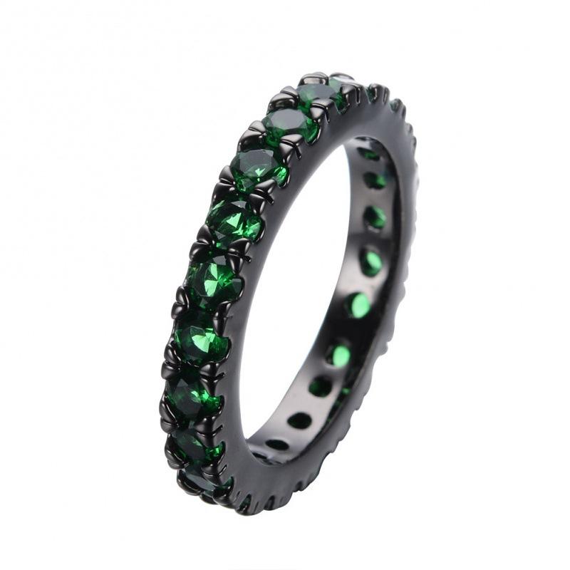 

Ring female zircon black gold emerald ring jewelry creative accessories смарагдовий