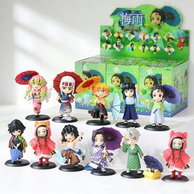 Anime Demon Slayer Plum Rain Series Blind Box Figure Tanjiro Kamado Nezuko Action Model Pvc Statue Toys Ornament Surprise Gifts Random Trendy Mystery