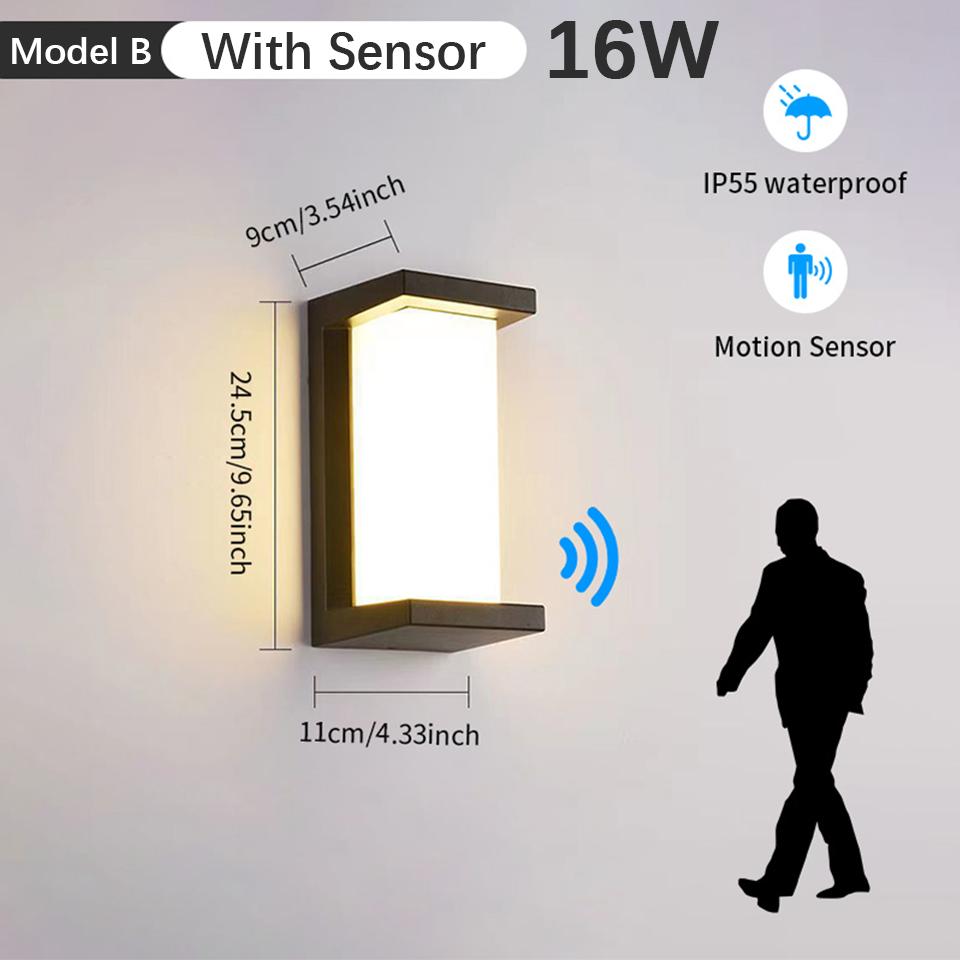 LED Wall Light Motion Sensor Indoor Outdoor AC85-265V ABS Waterproof Led Lights Home Appliance For Garden Living Room Decoration