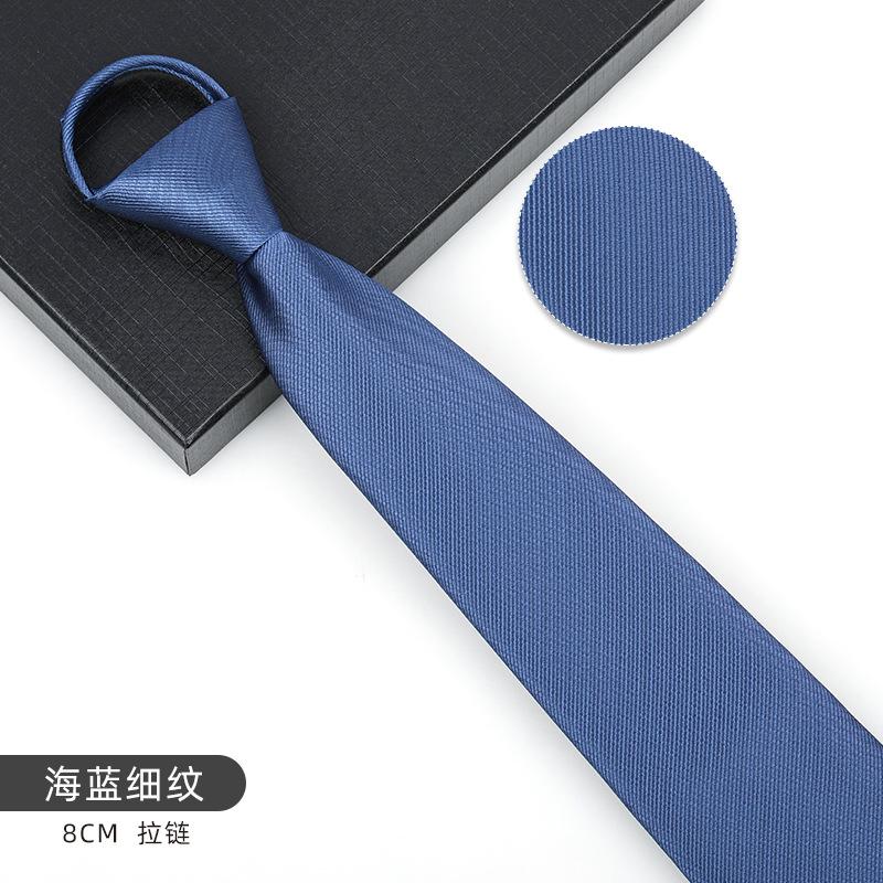 Business Blue Formal Tie Zipper Groom Wedding Korean Version Narrow Lazy Without Striped Bow Tie Plaid