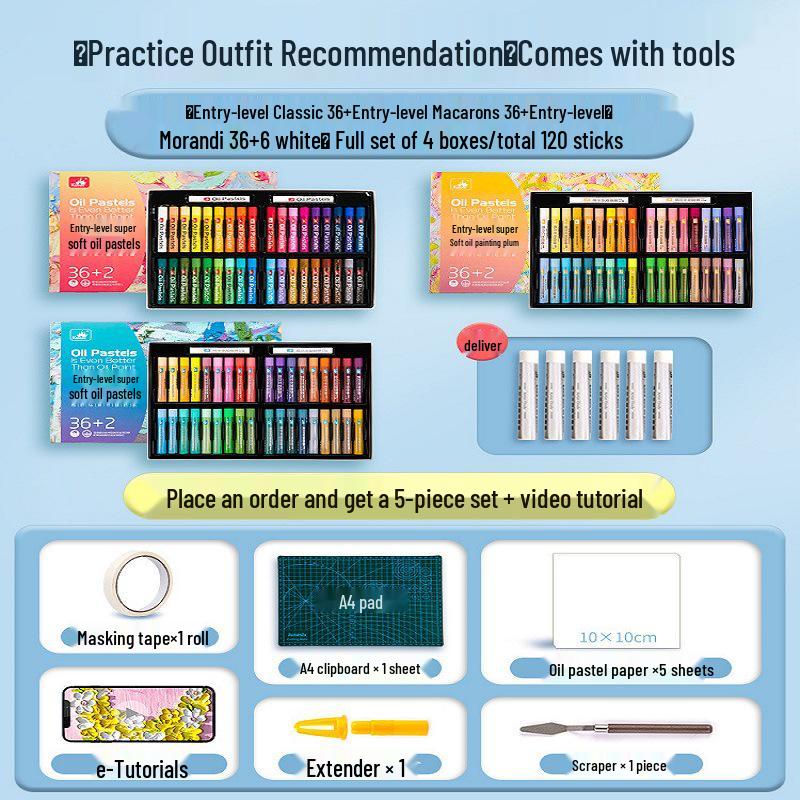 Gao Er Le Soft Oil Pastels - 24/36/48 Colors Set for Primary School Students