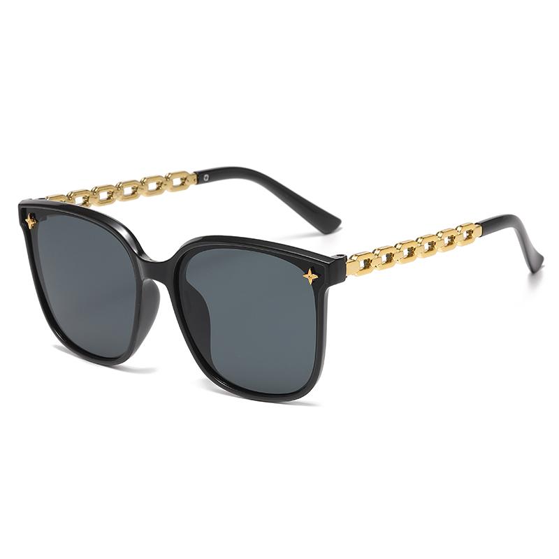 

New Rectangular Large Frame Sunglasses Women Simple Style Star shaped Rice Nail Design Fashion Retro High Quality Sun Glasses