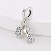 S925 Silver Pet Theme DIY Jewelry Accessories Zircon Paw Print And Bone Dual Pendant Bracelet Necklace Beads