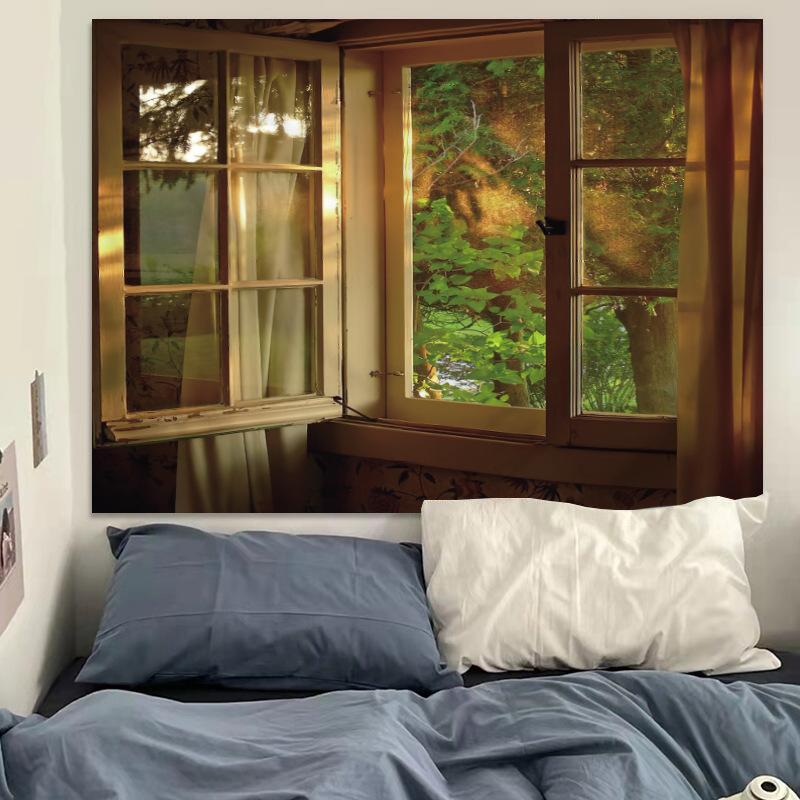 

Натюрморт вид из окна фон ткань прикроватное украшение подвесная ткань украшение комнаты гобелен спальня 100X75CM