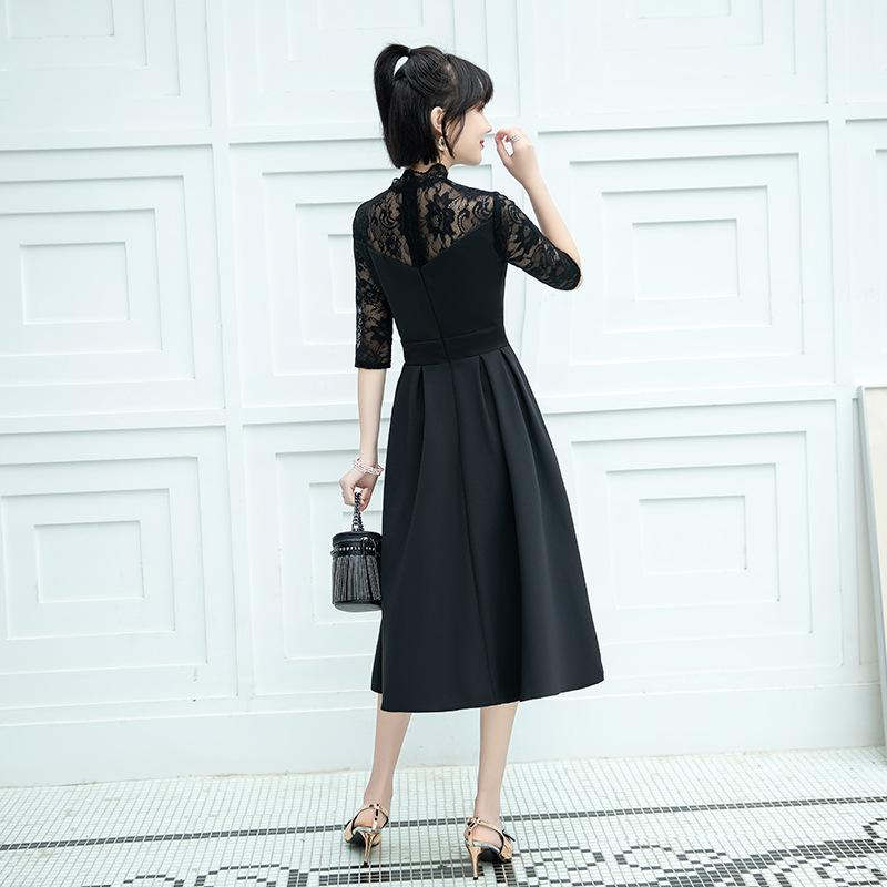 Temperament evening dress, new celebrity medium and long, thin, small people can usually wear dresses in spring