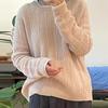 Women's 2025 Autumn Winter 100% Wool Round Neck Hollow Out Long Sleeve Loose Short Sweater Coat
