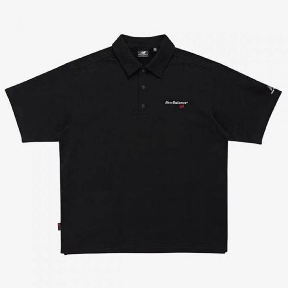 

New Balance Half Club Unisex Polo T shirT shorT Sleeve Black Nbnfd22543 90(S)