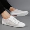 Fashion Lightweight Genuine Leather Men's Flats shoes Leisure Trend Korean Version Solid black White summer breathable Men Casual Shoes