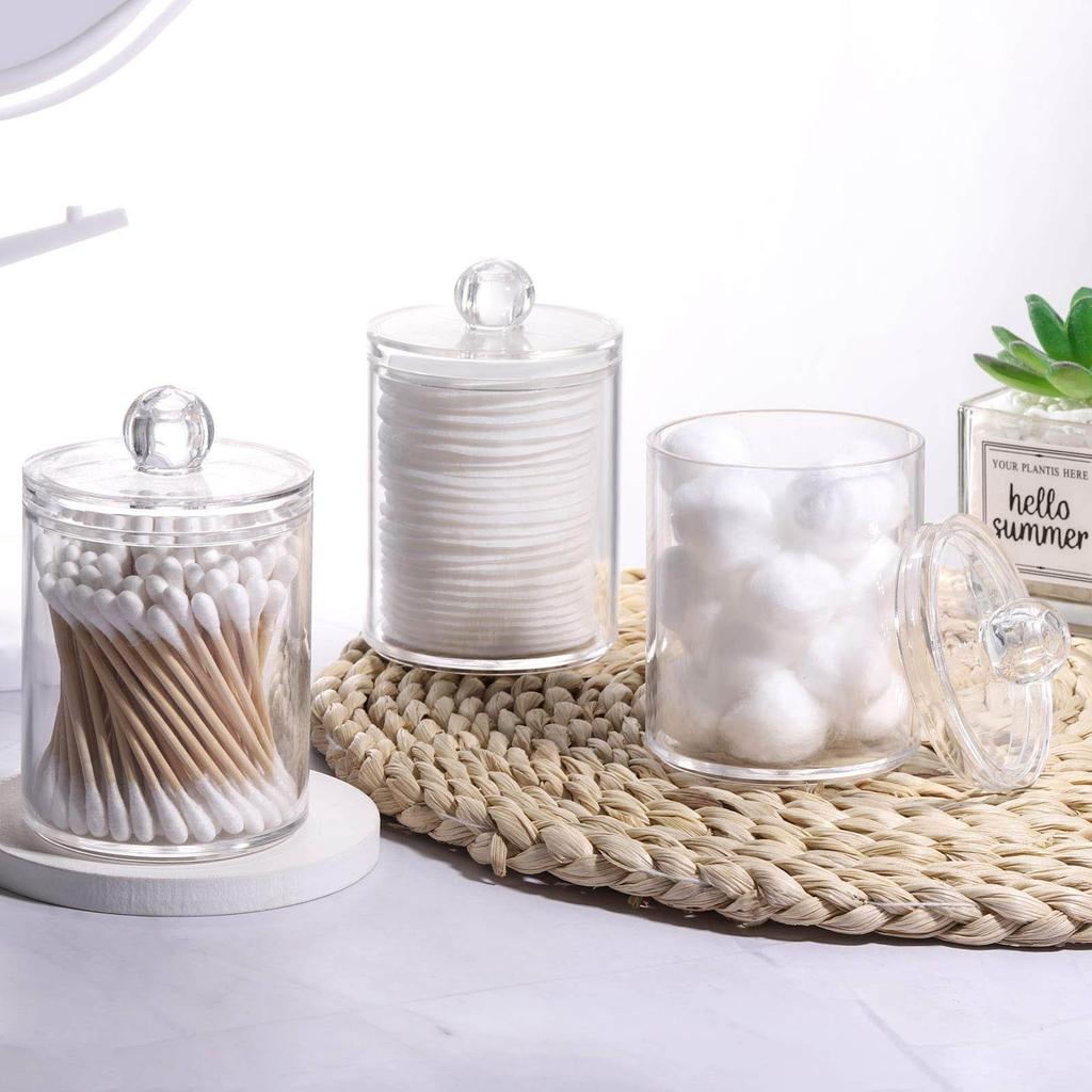 Plastic Cotton Swab Ball Holder Transparent Cosmetic Storage Box Bathroom Container Dispenser