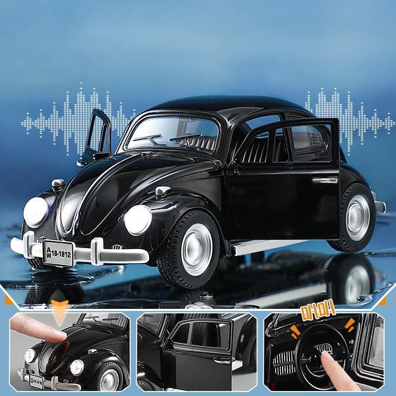 New 1:18 Classic Car Beetle 1955 Alloy Car Model Sound and Light Pull Back Children's Toy Collectibles Birthday gift