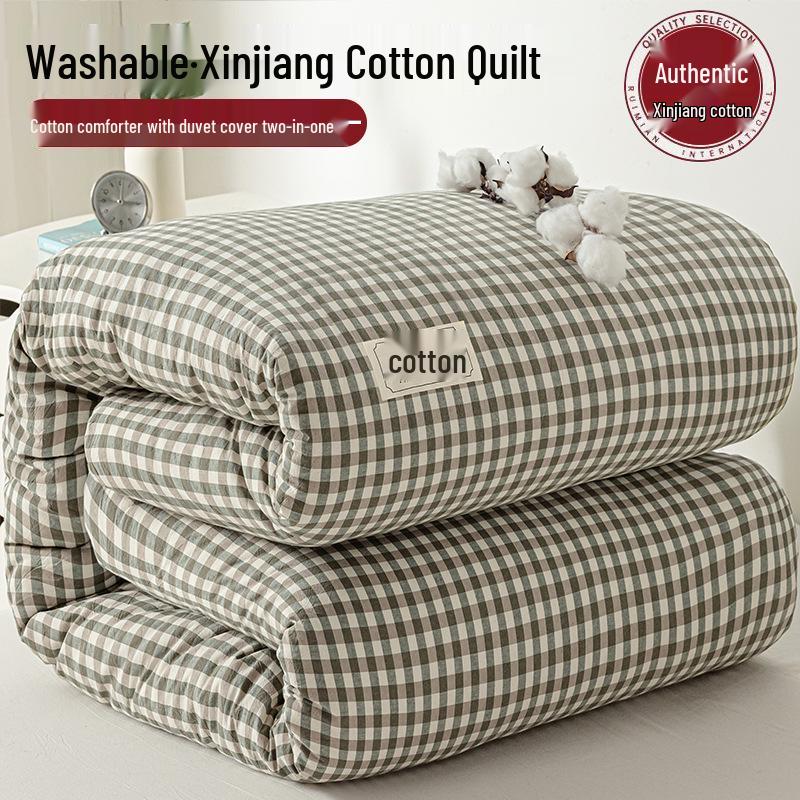 Kołdra z bawełny Xinjiang - Gruba, zdejmowana i zmywalna do akademików i łóżek pojedynczych, idealna na zimę, wiosnę i jesień.