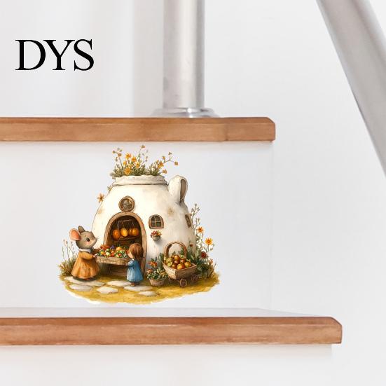 DIY Story Scene Wall Decor Cartoon Mouse Sticker, Cute Fairy Tale Decal, PVC Waterproof Decorative Gifts for Children Art Decors, Self Adhesive Mural