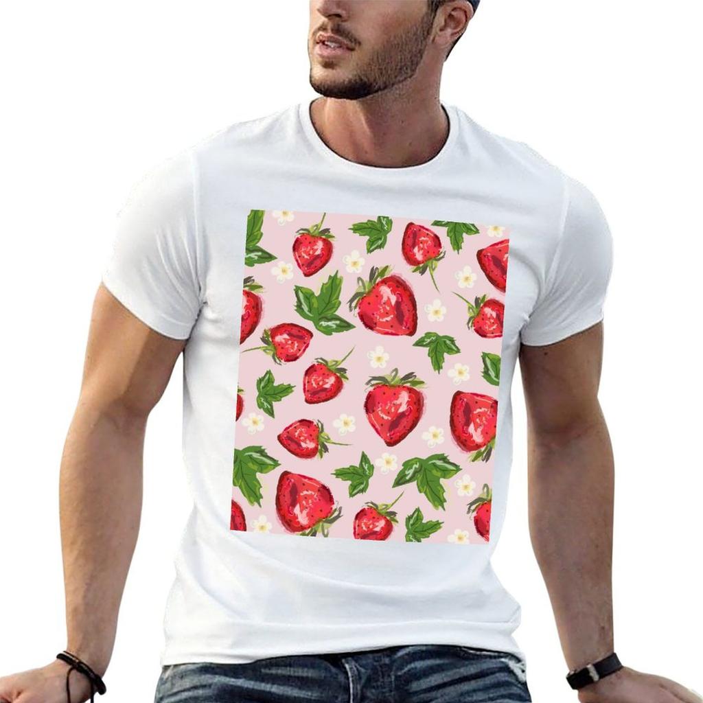 Strawberry Botanical Tshirt Comfortable Basic Crew Neck Tee