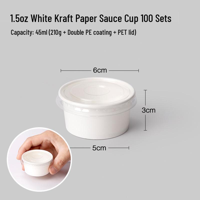 100 Tazzine di Plastica Monouso per Salse con Coperchio - Ideali per Polpa di Frutto della Passione, Salsa Piccante, Salsa di Soia e Condimenti