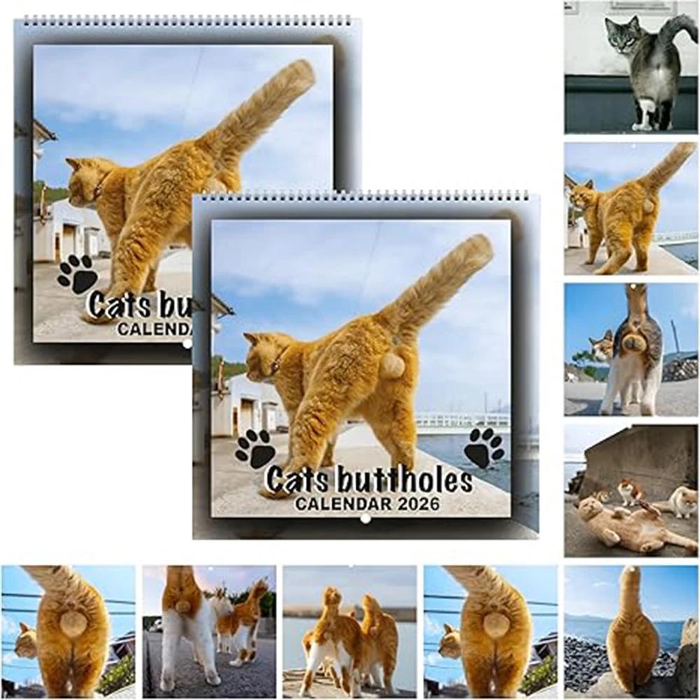 Humorous 2026 Cat Butt Calendar 12 Monthly Funny Cat Tail Wall Calendar Family Planner Scheduling Tool For Living Room Bedroom