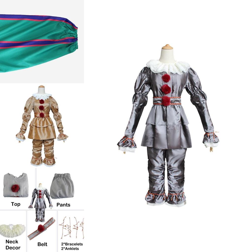 Authentic Pennywise Cosplay Costume For Kids Stephen King's It Clown Suit For Halloween Party