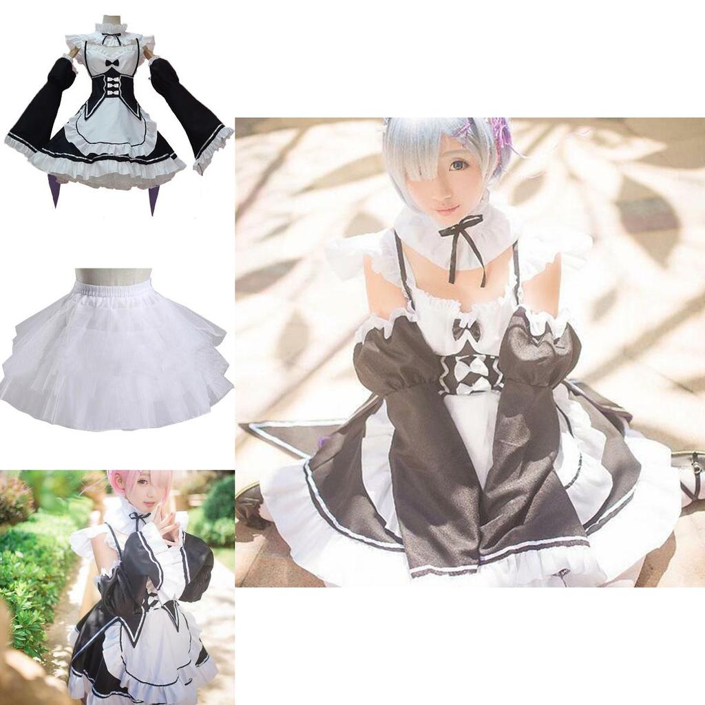 Kara Hajimeru Rezero Lsekai Seikatsu Twins Ramrem Maid Dress Cosplay Costume