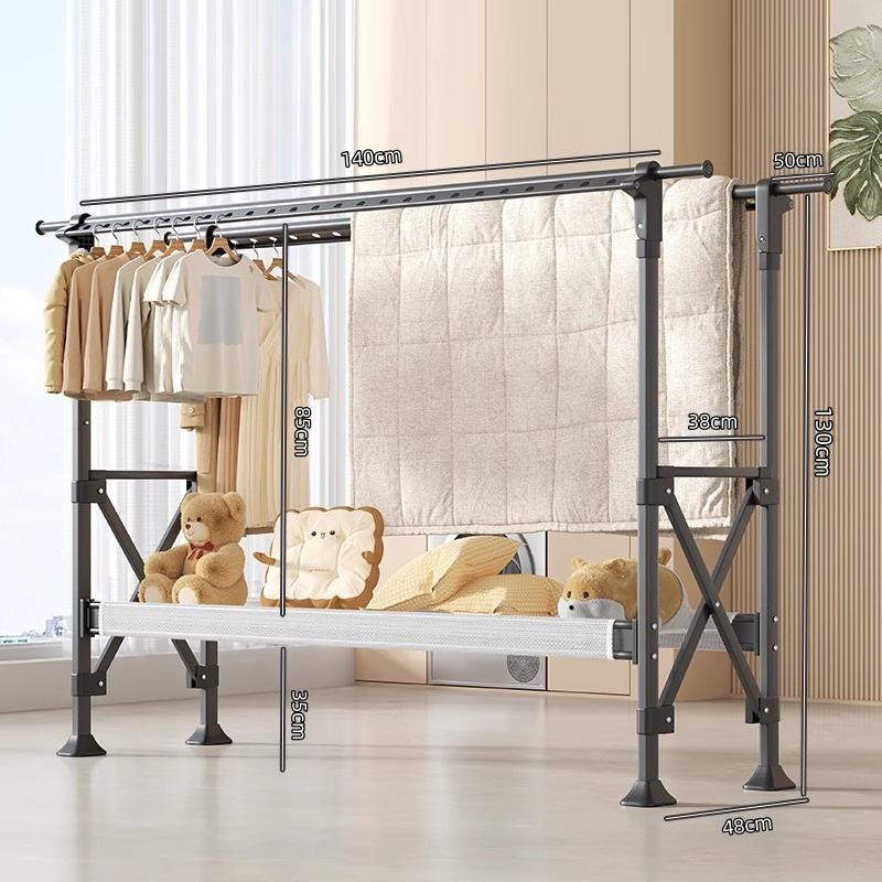Adjustable Floor-Standing Clothes Drying Rack for Indoor/Outdoor Use