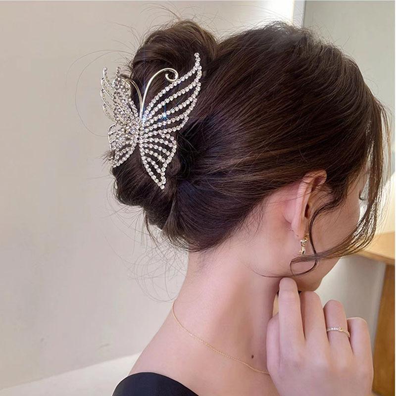 Vintage Metal Long Tassel Gripping Clip Hair Claw For Women Full Rhinestones Hair Clip Korean Barrettes Hairpin Hair Accessories